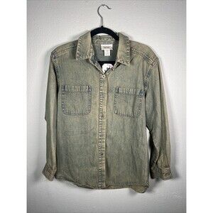Denim Button down Shirt with faded light wash #21